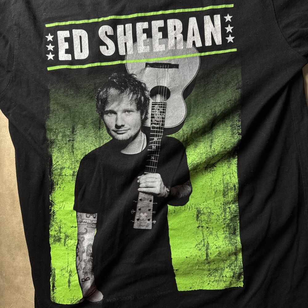 Ed Sheeran 2015 Tour T-Shirt Black Green Concert Tee Size Medium Music Merch - Picture 6 of 8